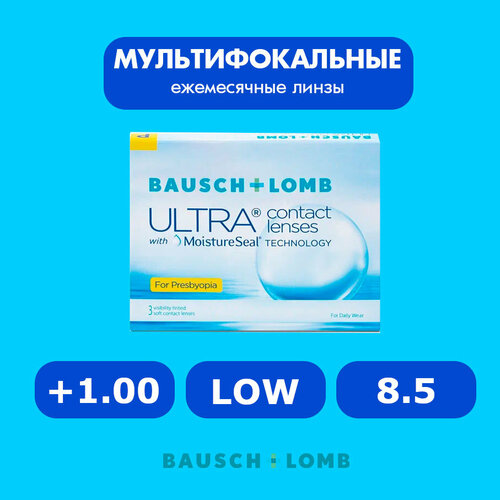 ���������� ���������� ����� �� ����� BAUSCH+LOMB Ultra for Presbyopia, 3 ��., R 8,5, D +1, ADD: ������, 1 ��.
