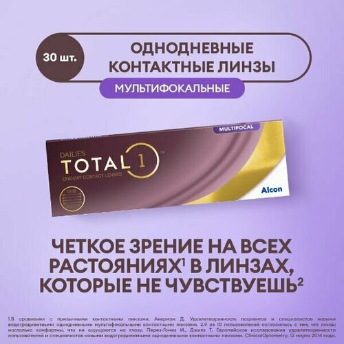 ���������� ����������� ���������� ����� Alcon Dailies Total1 Multifocal, 30 ��., R 8,5, D -4,75, ADD: �������, 1 ��.