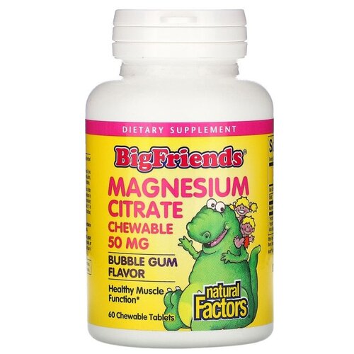 ���������� �������� Natural Factors Big Friends Chewable Magnesium Citrate, 90 �, 50 ��, 60 ��.