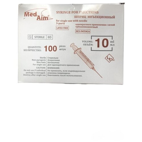���������� ����� ������������ 3-� ������������ MedAim Luer Lock 10 �� � ����� 0,8�40 (21G�1 1/2