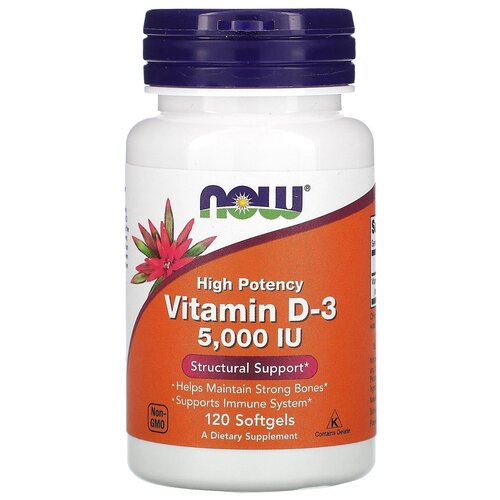 ���������� NOW Foods, Vitamin D-3, 5,000 IU, ������� D-3, 5000 ��, 120 ������ ��������
