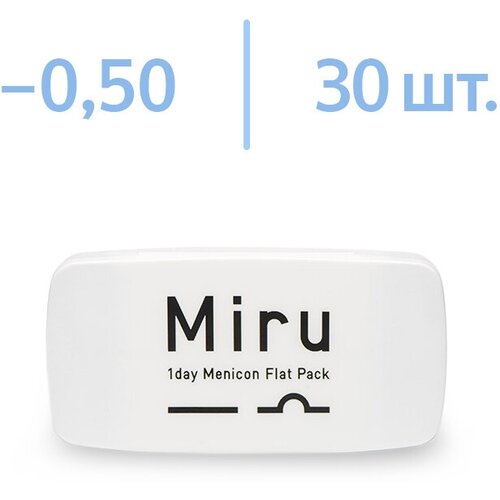 ���������� ����������� ���������� ����� Menicon Miru 1 day Flat Pack, 30 ��., R 8,6, D -0,5, 1 ��.