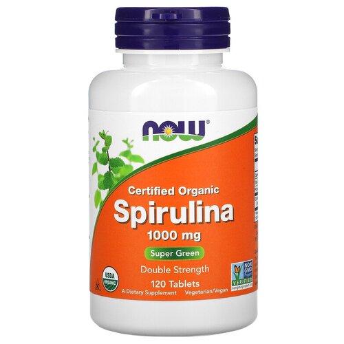 ���������� �������� NOW Sertified organic Spirulina, 180 �, 1000 ��, 120 ��.