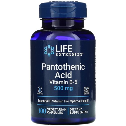 ���������� ������� Life Extension Pantothenic Acid Vitamin B-5, 120 �, 500 ��, 100 ��.