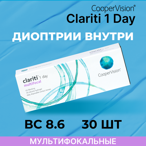 ���������� ����������� ���������� ����� CooperVision Clariti 1 day Multifocal, 30 ��., R 8,6, D +5, ADD: ������, 1 ��.