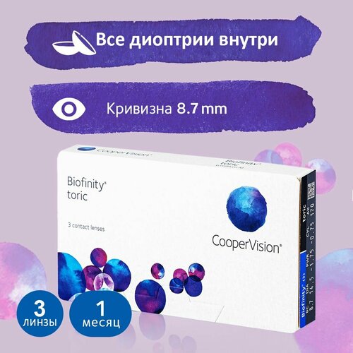 ���������� ���������� ����� CooperVision Biofinity Toric R 8,7 (3 �����), (sph) +2,75, (cyl) -0,75, (ax)140