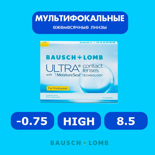 ���������� ���������� ����� �� ����� BAUSCH+LOMB Ultra for Presbyopia, 3 ��., R 8,5, D -0,75, ADD: �������, 1 ��.