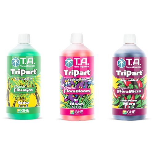 ���������� �������� ��������� ��� ����������� GHE Flora (Grow + Bloom + Micro SW) 3�� �� 1� (Terra Aquatica TriPart) ��� ������ ����