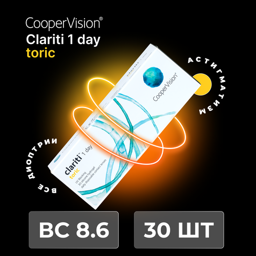 ���������� ����������� ���������� ����� CooperVision Clariti 1 day toric., 30 ��., R 8,6, D -1,25,�CYL:�-1,75,�A�:�170, 1 ��.