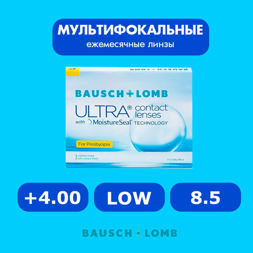 ���������� ���������� ����� �� ����� BAUSCH+LOMB Ultra for Presbyopia, 3 ��., R 8,5, D +4, ADD: ������, 1 ��.
