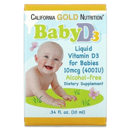 ���������� California Gold Nutrition Baby Vitamin D3 Liquid ��., 10 ���, 10 ��, 1 ��., 1 ��.