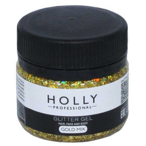 ���������� Holly Professional ������������ ���� ��� �����, ���� � ���� GLITTER GEL Holly Professional, Gold Mix, 20 ��