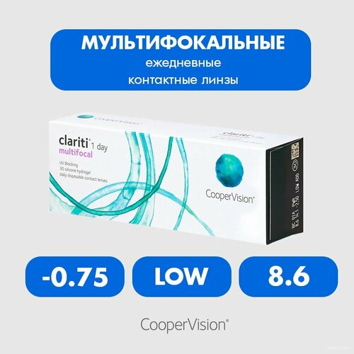 ���������� ����������� ���������� ����� CooperVision Clariti 1 day Multifocal, 30 ��., R 8,6, D -0,75, ADD: ������, 1 ��.